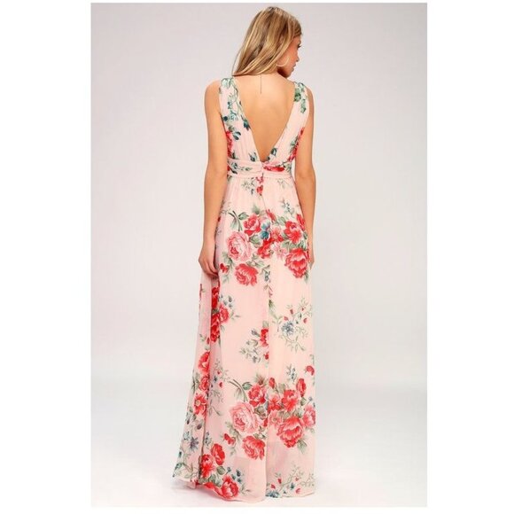 Lulus Garden Meandering Floral Chiffon Gown - Picture 2 of 4